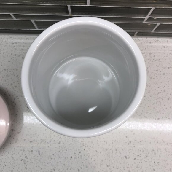 Baby Pink, Yellow and White Stoneware Jars with Sealed Lids – Set of 2 - Picture 3 of 9